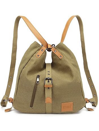Sac à dos convertible en toile lavée grande capacité - kono