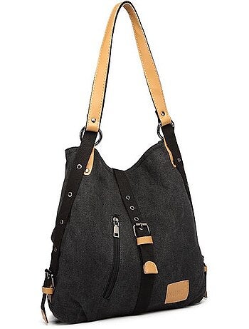 Sac à dos convertible en toile lavée grande capacité - kono