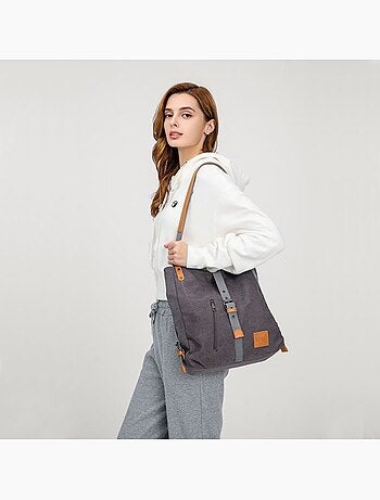 Sac à dos convertible en toile lavée grande capacité - kono