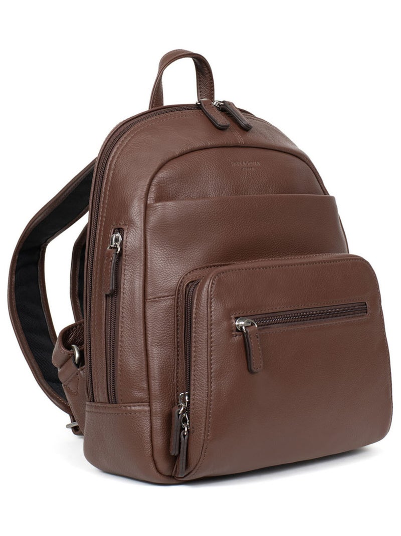 Sac à dos  cuir confort hexagona Marron chocolat - Kiabi