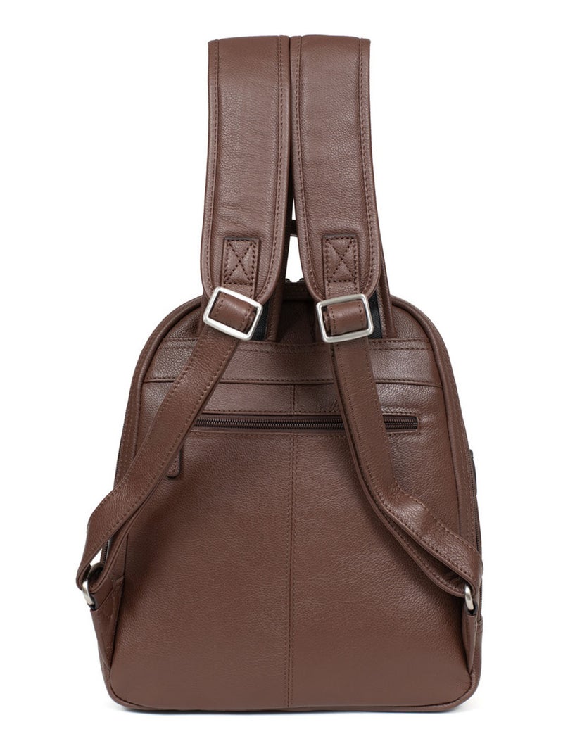 Sac à dos  cuir confort hexagona Marron chocolat - Kiabi