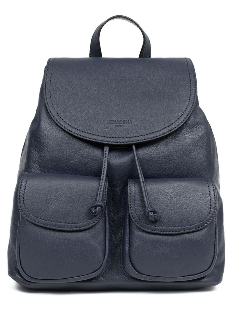 Sac à dos  Cuir SAUVAGE Bleu nuit - Kiabi