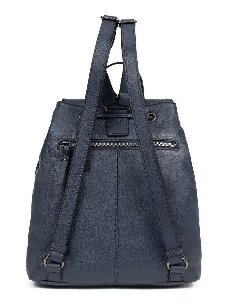 Sac à dos  Cuir SAUVAGE Bleu nuit - Kiabi