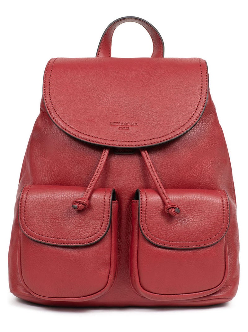 Sac à dos  Cuir SAUVAGE Rouge carmin - Kiabi