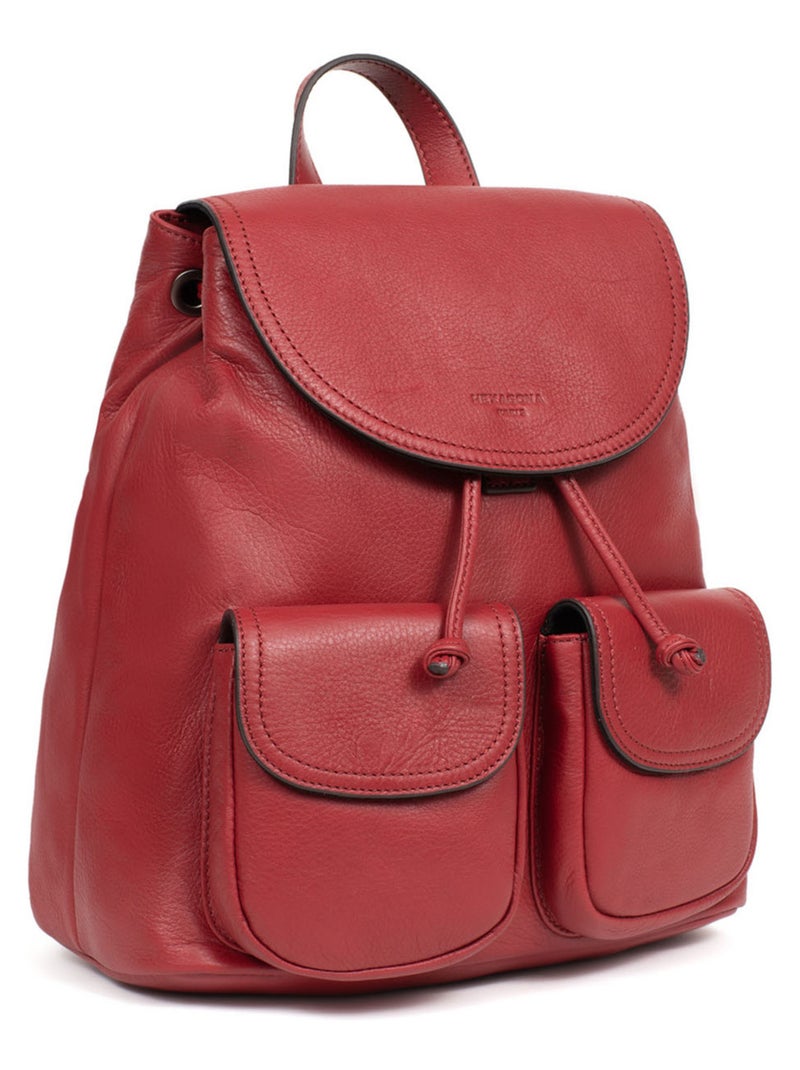Sac à dos  Cuir SAUVAGE Rouge carmin - Kiabi