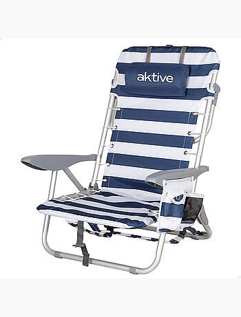 Sac à dos de plage pliable bas 4 positions avec coussin et poche aktive