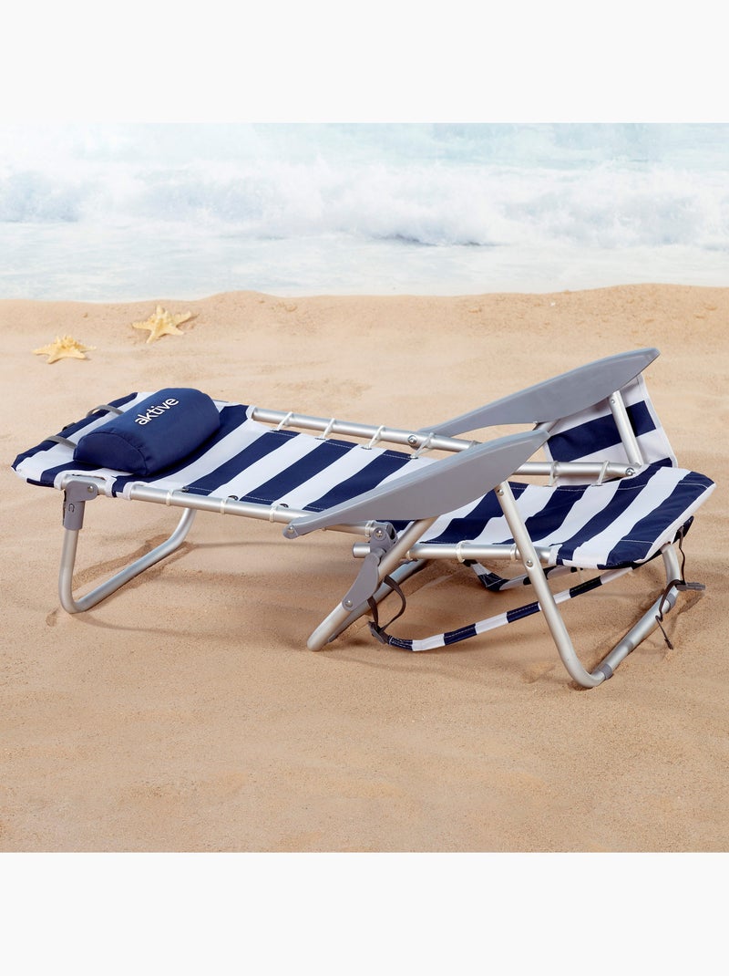 Sac à dos de plage pliable bas 4 positions avec coussin et poche aktive Bleu Blanc - Kiabi