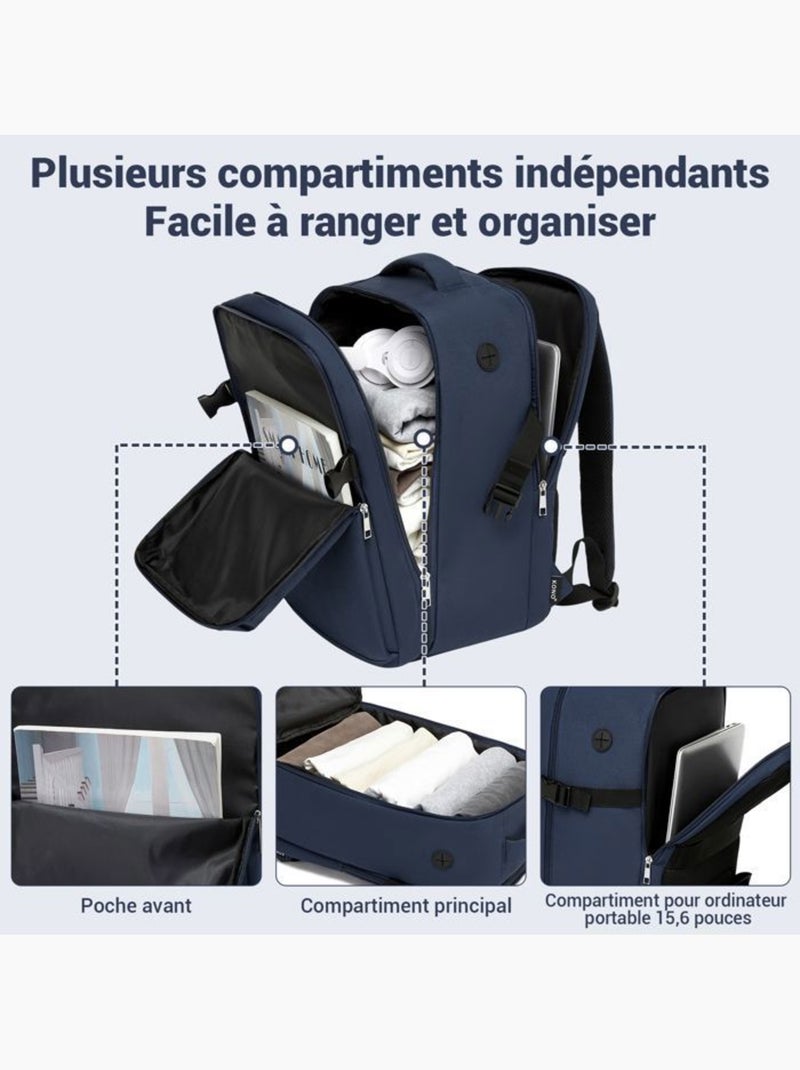 Sac à dos de voyage 40x20x30 cm - cabine ryanair imperméable anti-rayures 24 l - kono Bleu - Kiabi