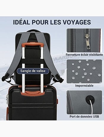 Sac à dos cabine 40x20x30 cm 24 l imperméable pc 15" - kono