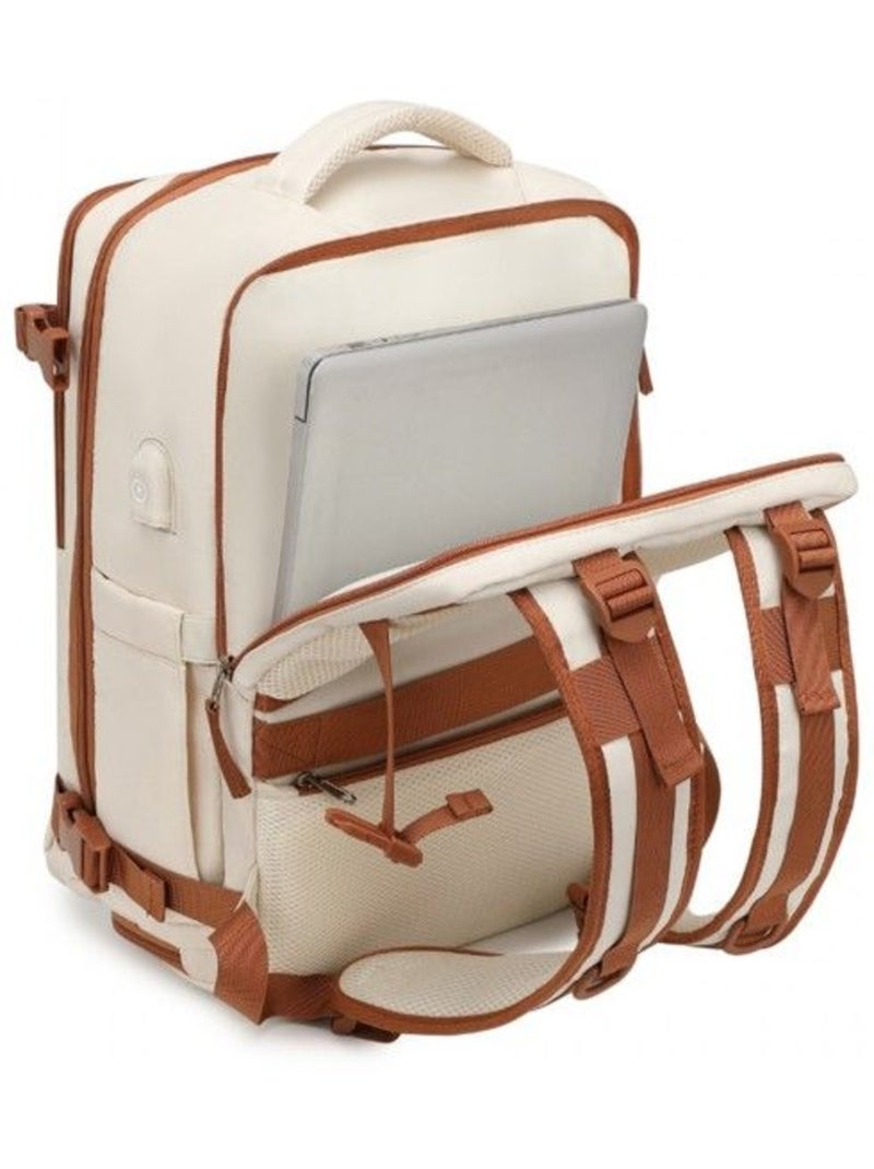 Sac à dos de voyage bagage cabine 25 l compartiment pc 42x30x20 cm - kono Beige - Kiabi