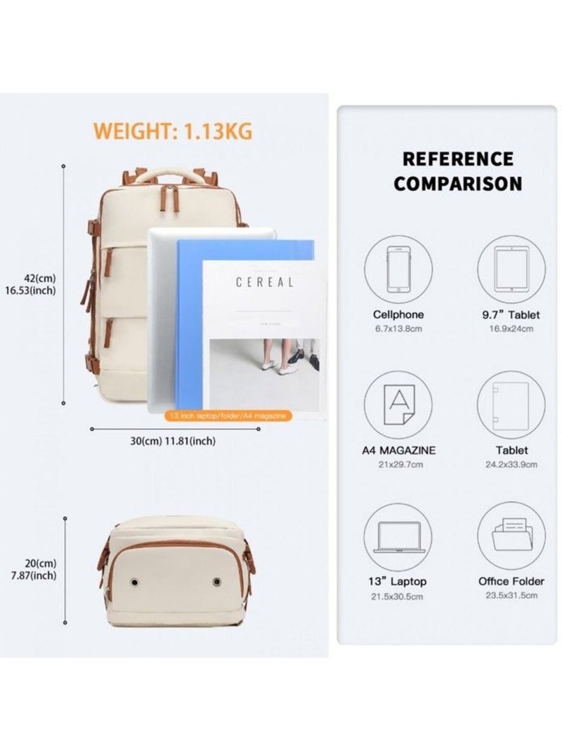 Sac à dos de voyage bagage cabine 25 l compartiment pc 42x30x20 cm - kono Beige - Kiabi