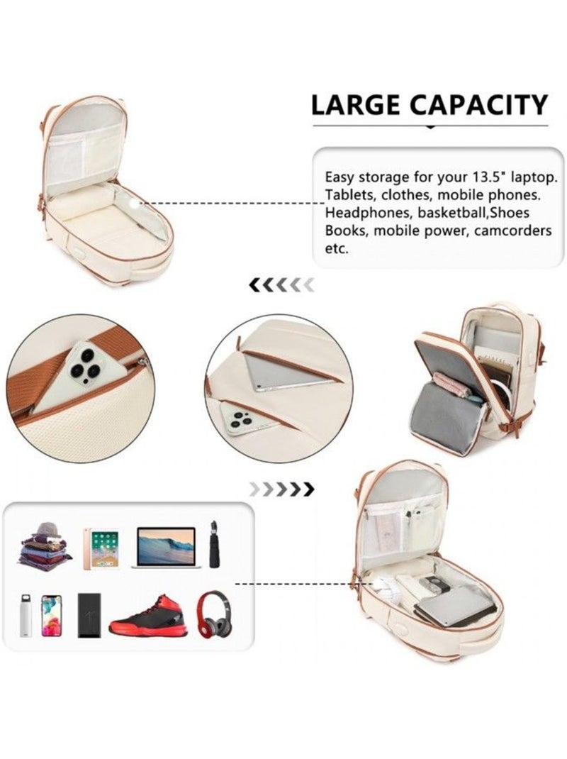 Sac à dos de voyage bagage cabine 25 l compartiment pc 42x30x20 cm - kono Beige - Kiabi