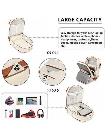 Sac à dos de voyage cabine 25 l étanche compartiment pc 42x30x20 cm - kono