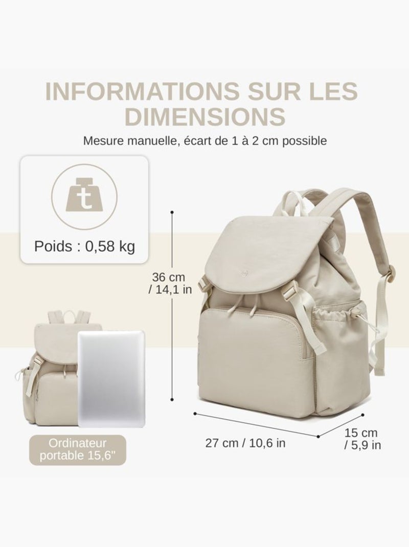 Sac à dos design à rabat anti-éclaboussures modulable 27x15x36 cm - miss lulu Blanc - Kiabi