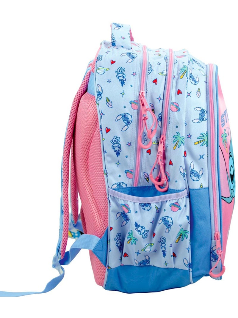 Sac à dos école 2 compartiments Stitch Voodoo 43 cm Lilo & Stitch Bleu ciel - Kiabi