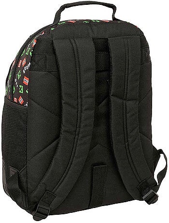 Sac à dos école Minecraft Creeper 2 compartiments zippés 42 x 32 x 15