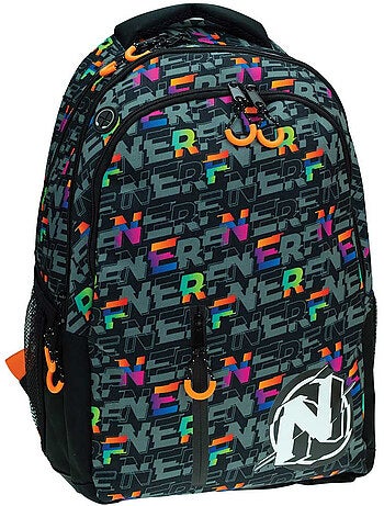 Sac à dos école NERF 46 cm – 2 compartiments zippés – Orange NERF