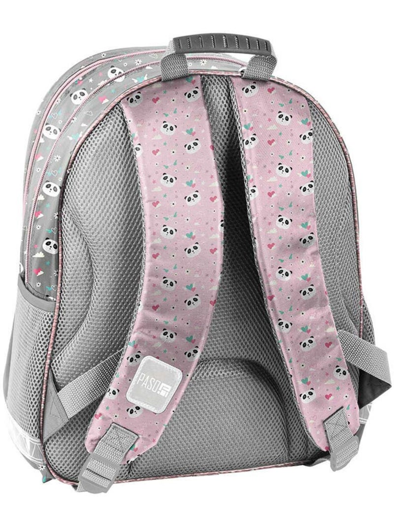 Sac à dos école panda Love 2 compartiments imperméable Gris/Multicolore - Kiabi