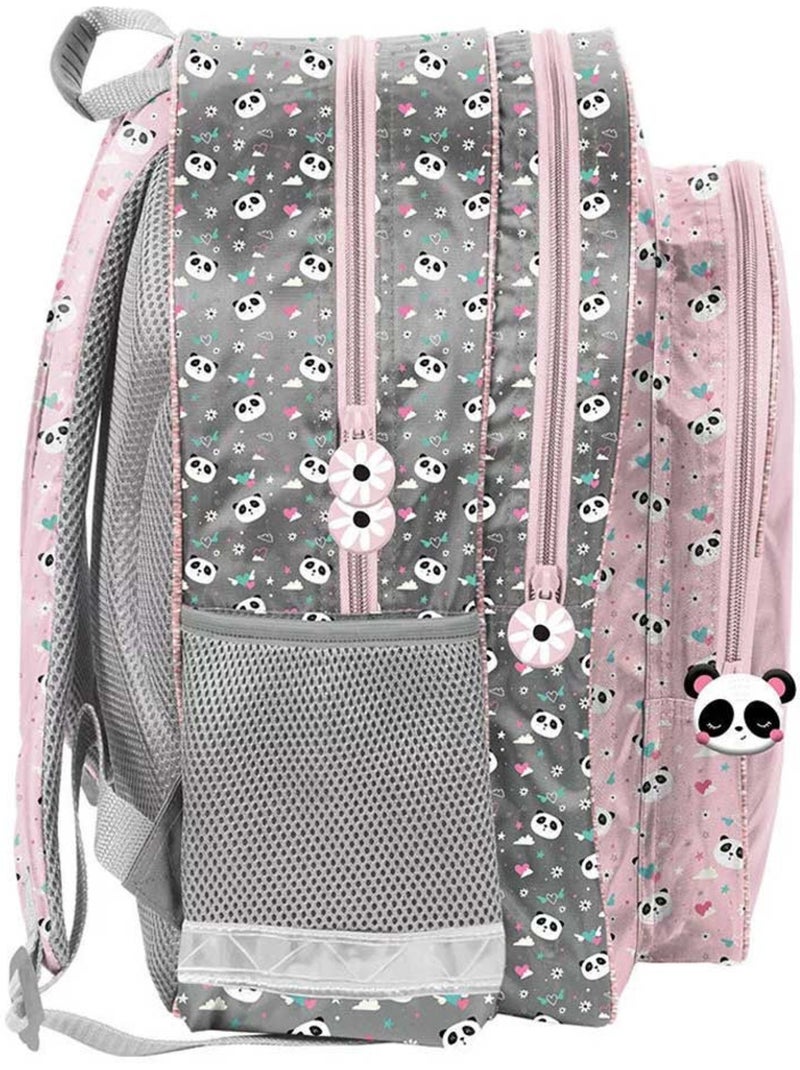Sac à dos école panda Love 2 compartiments imperméable LA_BOUTIQUE_DES_TOONS Gris/Multicolore - Kiabi