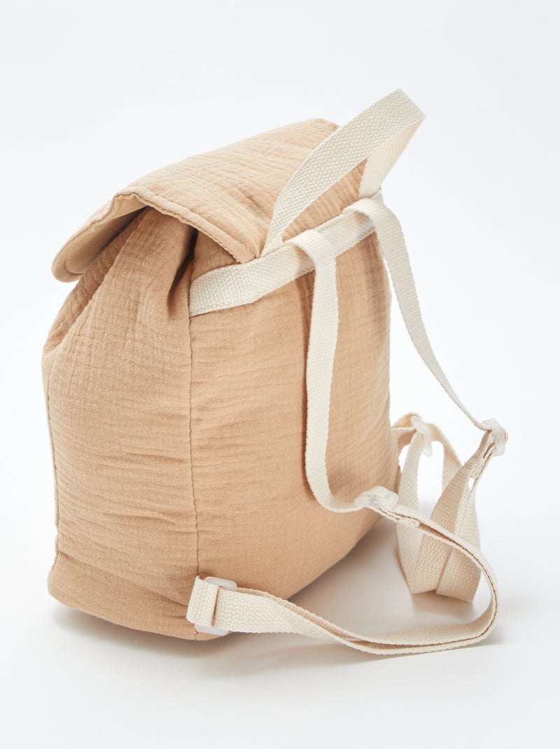 Sac à dos en gaze de coton BEIGE - Kiabi