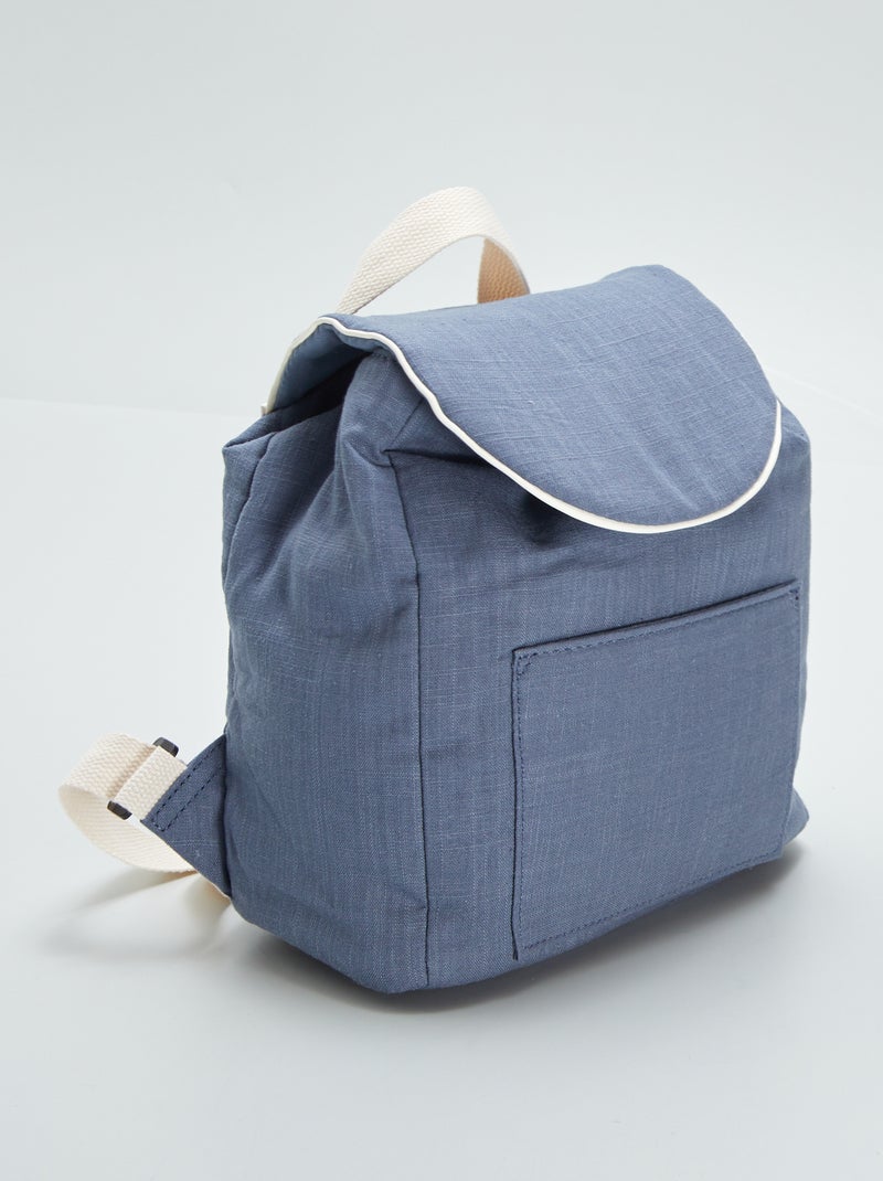 Sac à dos en lin mélangé Bleu - Kiabi