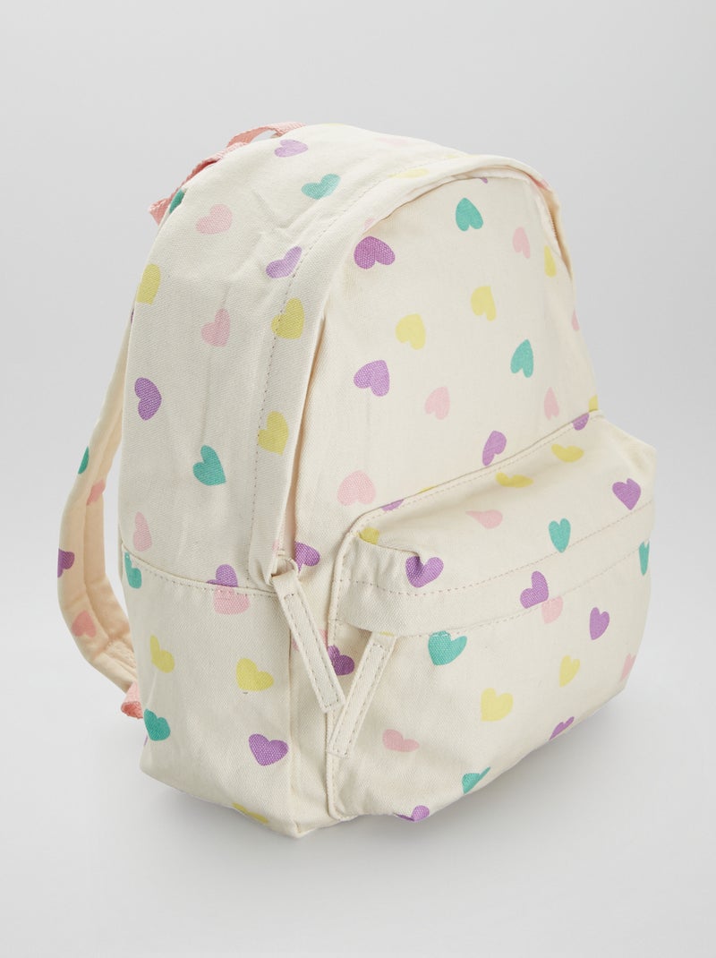 Sac à dos en toile avec cœurs Blanc - Kiabi
