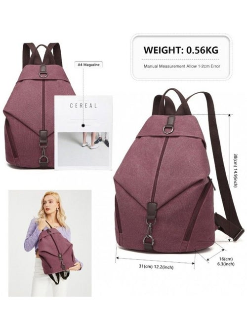 Sac à dos en toile vintage grande capacité antivol 31x16x38 cm - kono - Kiabi