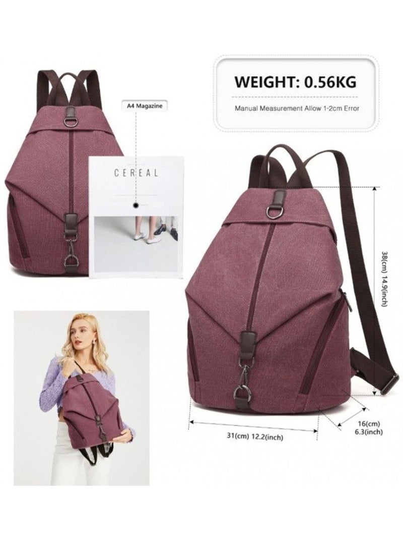 Sac à dos en toile vintage grande capacité antivol 31x16x38 cm - kono Rouge - Kiabi