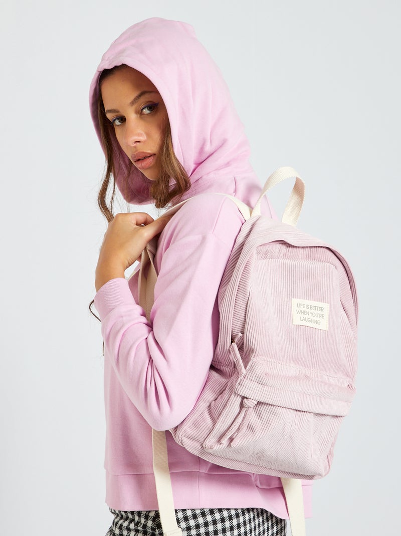 Sac à dos en velours rose - Kiabi