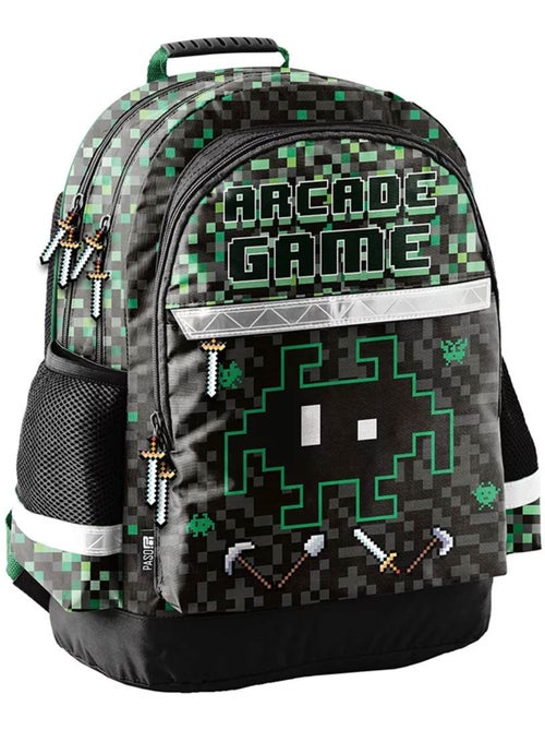Sac à Dos Enfant Arcade Game motif Pixel Alien 2 compartiments 41 CM - Kiabi