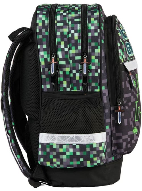 Sac à Dos Enfant Arcade Game motif Pixel Alien 2 compartiments 41 CM - Kiabi