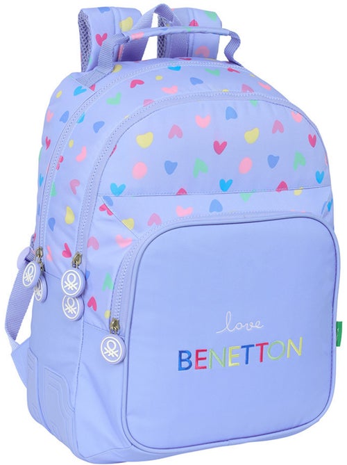 Sac à dos enfant Benetton 'Benetton' lilas à cœurs 42x32x15 cm Safta - Kiabi Sac à dos enfant Benetton 'Benetton' lilas à cœurs 42x32x15 cm Safta - Kiabi