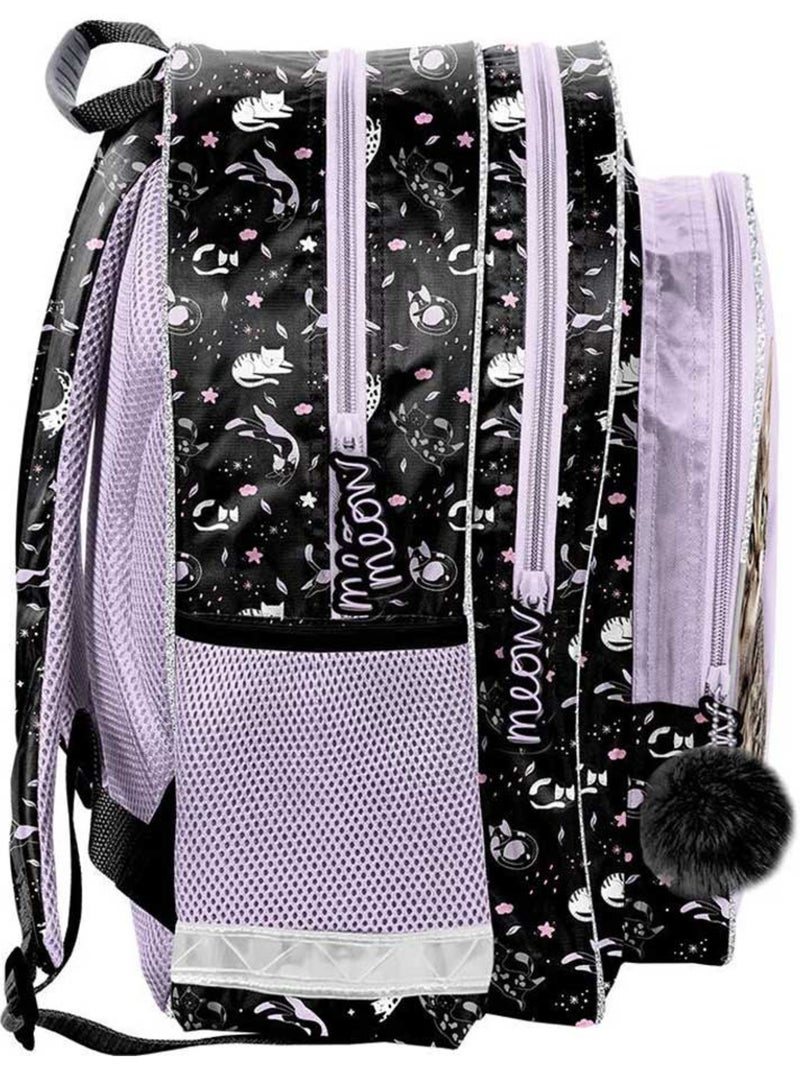 Sac à dos enfant chat imperméable  38 cm Noir Violet clair Gris - Kiabi