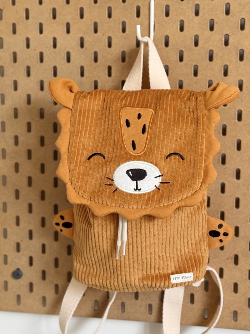 Sac à dos enfant en velours côtelé Charly Marron - Kiabi