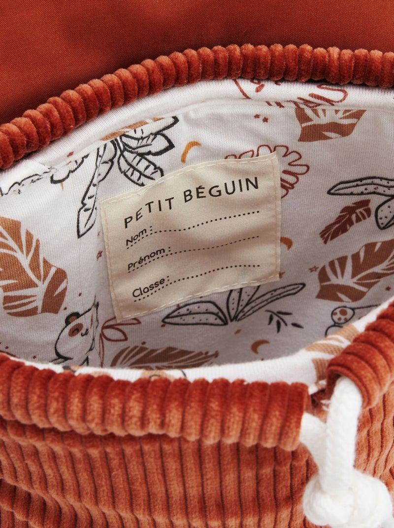 Sac à dos enfant en velours côtelé Maloueg Marron - Kiabi