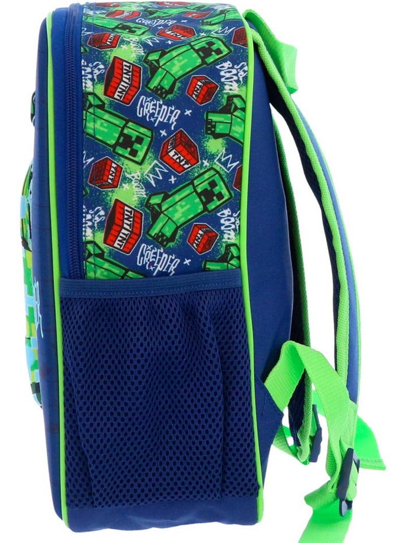 Sac à dos enfant Minecraft Creeper 32 cm poche zippée Noir Bleu marine Bleu - Kiabi