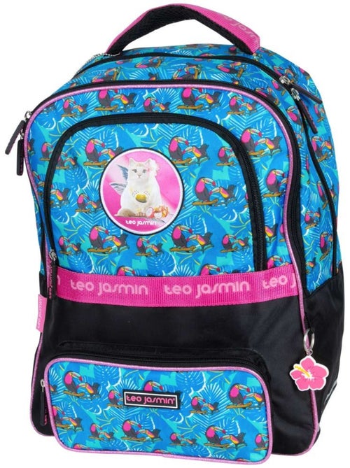 Sac à dos enfant motif chat 'Jasmine' – 2 compartiments zippés 42 cm TEO JASMIN - Kiabi