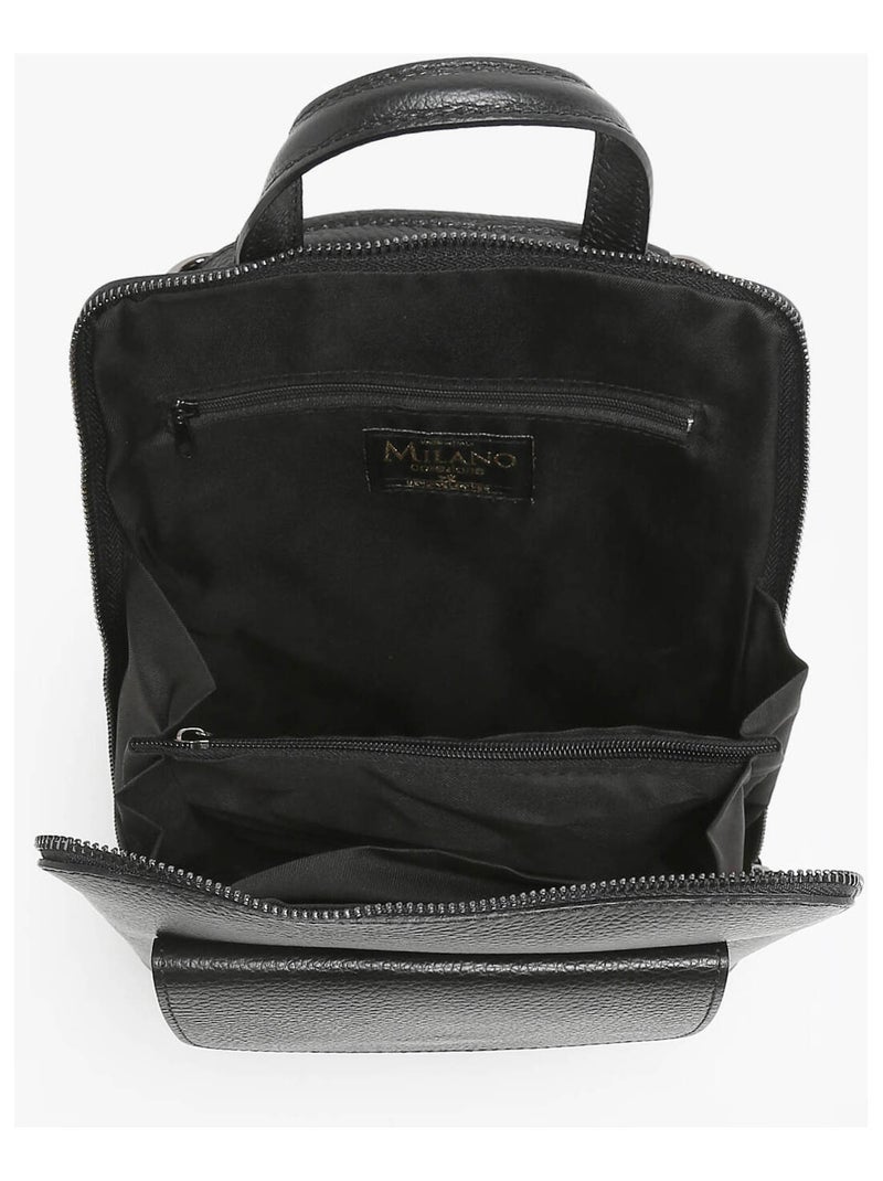 Sac À Dos Et Épaule Cuir Milano Cuir De Vachette Noir Noir - Kiabi