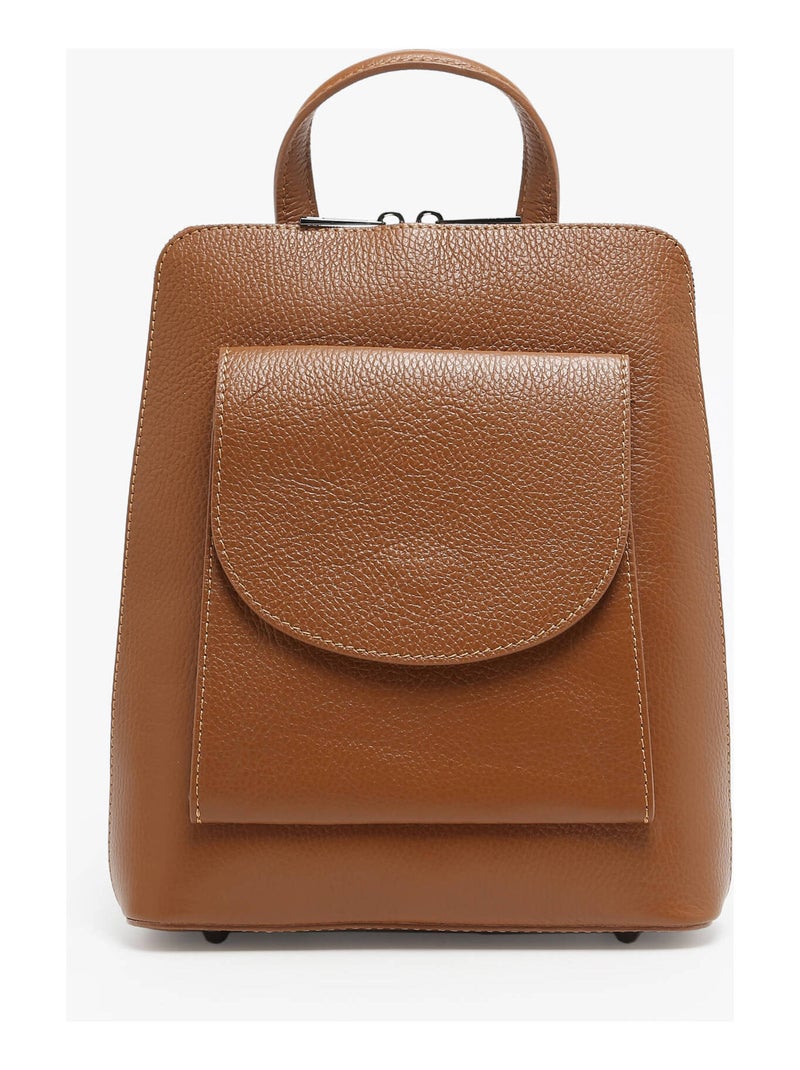 Sac À Dos Et Épaule Milano Cuir De Vachette Marron tabac - Kiabi