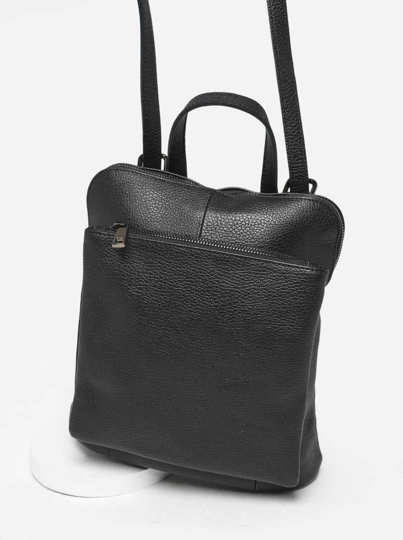 Sac À Dos Et Épaule Milano Cuir De Vachette Noir Noir - Kiabi