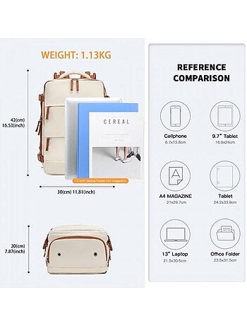 Sac à dos et sac de voyage ensemble 2 pièces polyester 25 l - kono