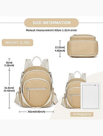 Sac à dos femme cuir pu déperlant compact 31,5x25x12,5 cm - miss lulu