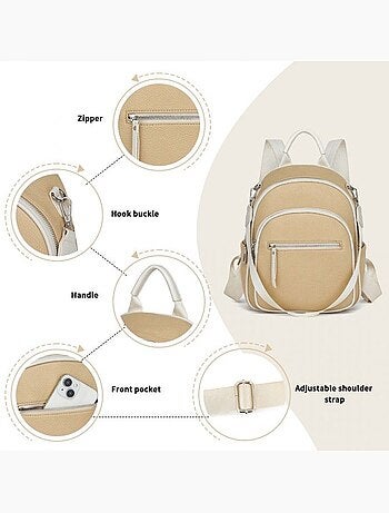 Sac à dos femme cuir pu déperlant compact 31,5x25x12,5 cm - miss lulu