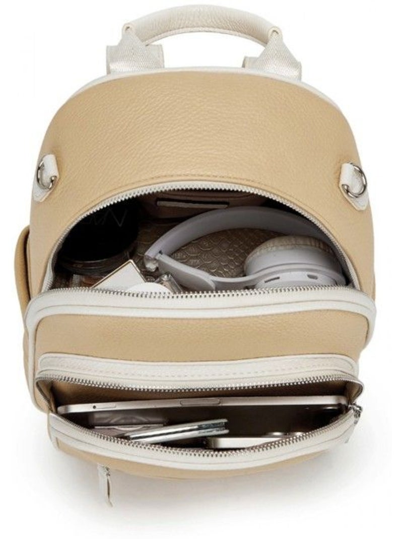 Sac à dos femme cuir pu déperlant compact 31,5x25x12,5 cm - miss lulu Jaune - Kiabi