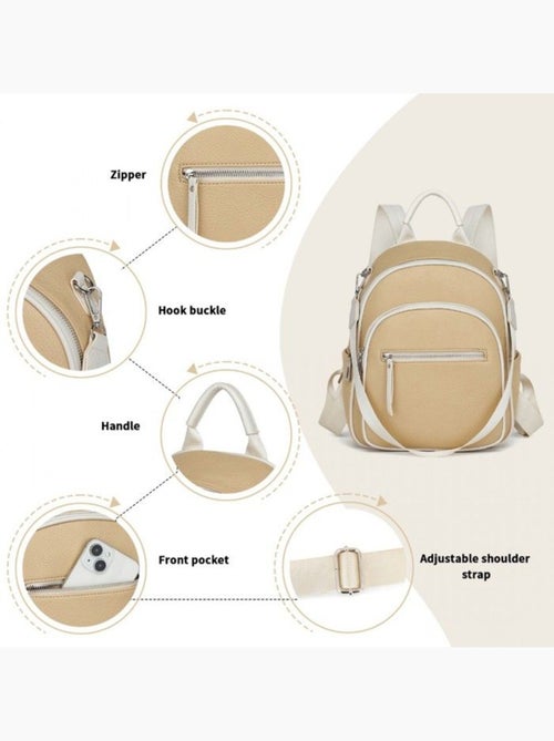 Sac à dos femme cuir pu déperlant compact 31,5x25x12,5 cm - miss lulu - Kiabi