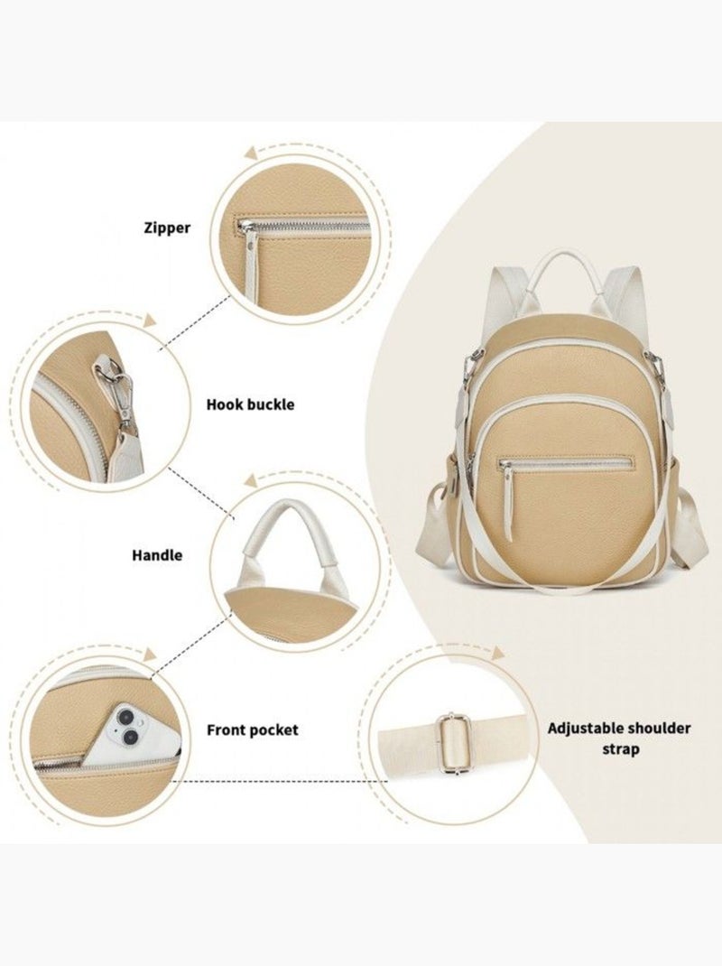 Sac à dos femme cuir pu déperlant compact 31,5x25x12,5 cm - miss lulu Jaune - Kiabi