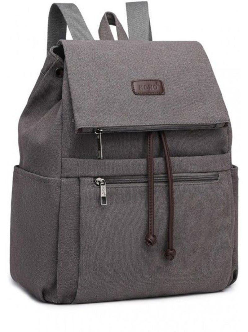 Sac à dos femme cuir pu rabat magnétique compatible a4 - kono Gris - Kiabi