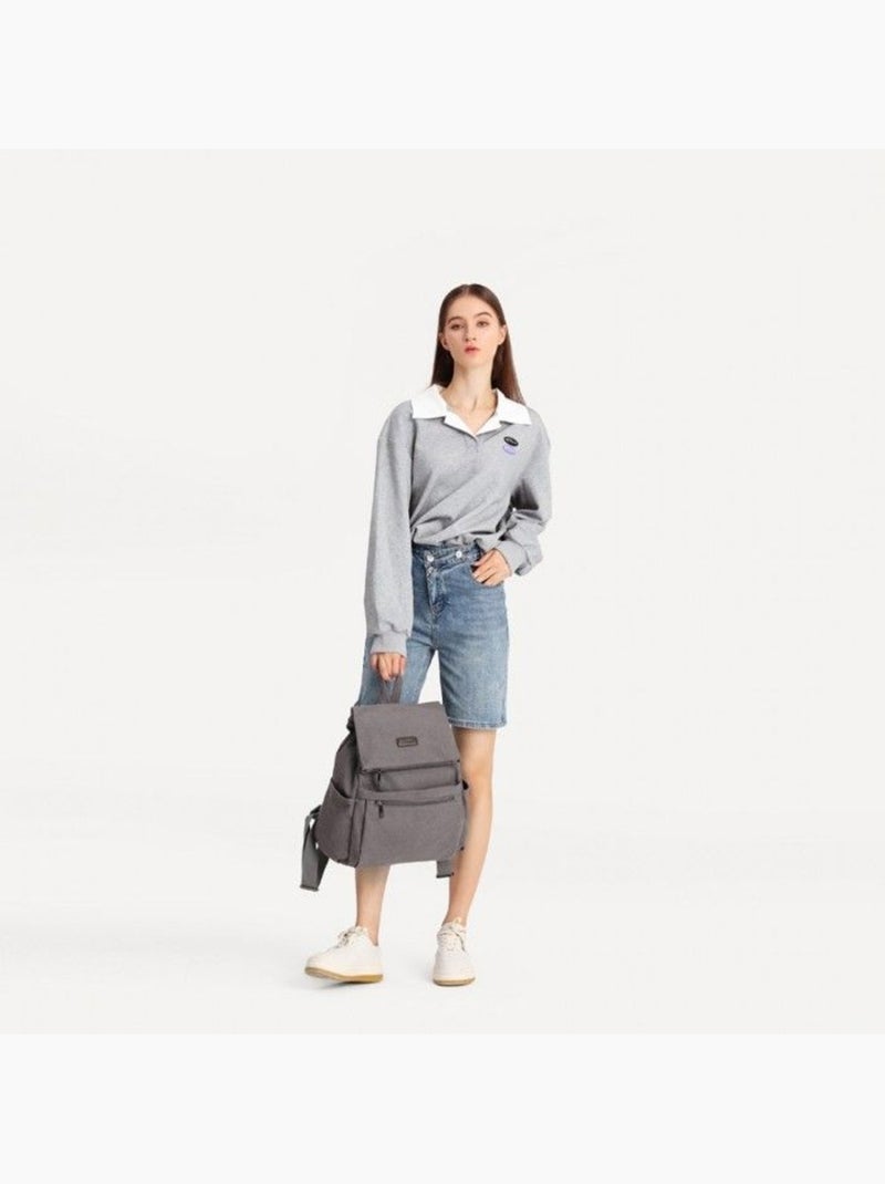 Sac à dos femme cuir pu rabat magnétique compatible a4 - kono Gris - Kiabi