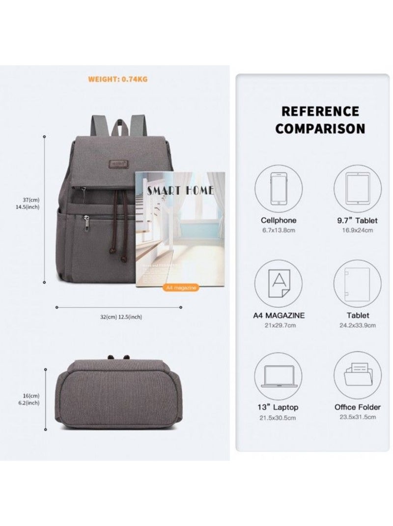 Sac à dos femme cuir pu rabat magnétique compatible a4 - kono Gris - Kiabi