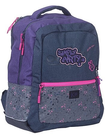 Sac à dos fille 43 cm 'Graffiti' avec poches zippées réfléchissantes KIP